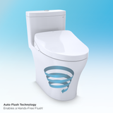 Toto RP Wall Hung D Shape Toilet with CEFIONTECT 0.9 and 1.28 GPF and RX Bidet Seat and DuoFit In-Wall Auto Dual-Flush Tank System in Matte Silver