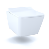 Toto SP Wall Hung Square Toilet with CEFIONTECT 0.9 and 1.28 GPF and DuoFit In-Wall Dual-Flush Tank System in White