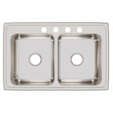 Elkay Lustertone Classic Stainless Steel 33" x 21-1/4" x 7-7/8", 4-Hole Equal Double Bowl Drop-in Sink