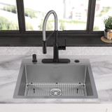 Elkay Crosstown 18 Gauge Stainless Steel 25" x 22" x 9" 5-Hole Single Bowl Dual Mount Sink Kit