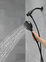 Delta Universal Showering Components 75609BL 6-Setting SureDock Magnetic Hand Shower in Matte Black Finish