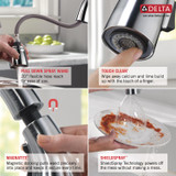 Delta Lakeview 19963Z-SSSD-DST Single Handle Pull-Down Kitchen Faucet with Soap Dispenser and ShieldSpray Technology in Stainless Finish