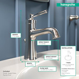 hansgrohe 04771830 Joleena Single-Hole Faucet 100 with Pop-Up Drain, 1.2 GPM in Polished Nickel
