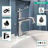 hansgrohe 04773000 Joleena Single-Hole Faucet 100 with Pop-Up Drain, 0.5 GPM in Chrome