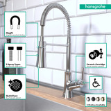 Hansgrohe 04792000 Joleena Semi-Pro Kitchen Faucet, 2-Spray, 1.75 GPM in Chrome