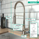 Hansgrohe 4792830 Joleena Semi-Pro Kitchen Faucet, 2-Spray, 1.75 GPM in Polished Nickel