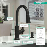 Hansgrohe 04793670 Joleena High Arc Kitchen Faucet, 2-Spray Pull-Down, 1.75 GPM in Matte Black