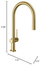 Hansgrohe 72800251 Talis N High Arc Kitchen Faucet, O-Style, 2-Spray Pull-Down, 1.75 GPM in Brushed Gold Optic