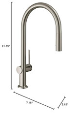 Hansgrohe 72800801 Talis N High Arc Kitchen Faucet, O-Style 2-Spray Pull-Down, 1.75 GPM in Steel Optic