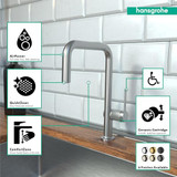 Hansgrohe 72858801 Talis N Kitchen Faucet, U-Style 1-Spray, 1.5 GPM in Steel Optic