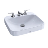 TOTO Arvina Rectangular 20" Vessel Bathroom Sink With Cefiontect For 8 Inch Center Faucets, Cotton White