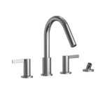 TOTO Gf Two Lever Handle Deck-Mount Roman Tub Filler Trim With Handshower, Polished Chrome