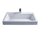 TOTO Kiwami Renesse Design I Rectangular Fireclay Vessel Bathroom Sink With Cefiontect For 8 Inch Faucets, Cotton White