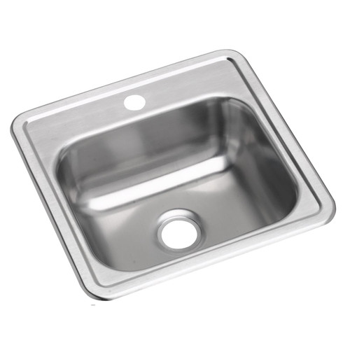 Elkay Dayton Stainless Steel 15" x 15" x 5-3/16" 1-Hole Single Bowl Drop-in Bar Sink with 2" Drain Opening