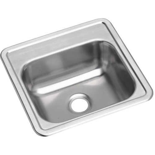 Elkay Dayton Stainless Steel 15" x 15" x 5-3/16", 0-Hole Single Bowl Drop-in Bar Sink with 3-1/2" Drain Opening