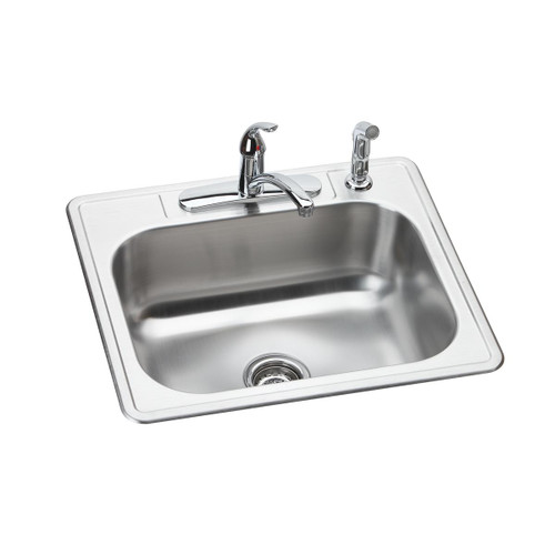 Elkay Dayton Stainless Steel 25" x 22" x 8-1/16" 4-Hole Single Bowl Drop-in Sink and Faucet Kit
