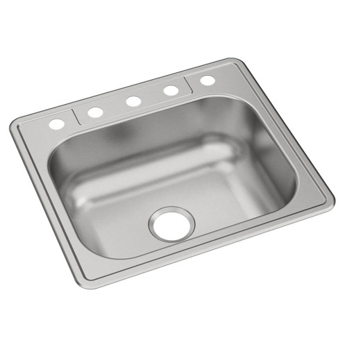 Elkay Dayton Stainless Steel 25" x 22" x 8-1/16", 5-Hole Single Bowl Drop-in Sink