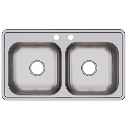 Elkay Dayton Stainless Steel 33" x 19" x 6-7/16", 2-Hole Equal Double Bowl Drop-in Sink
