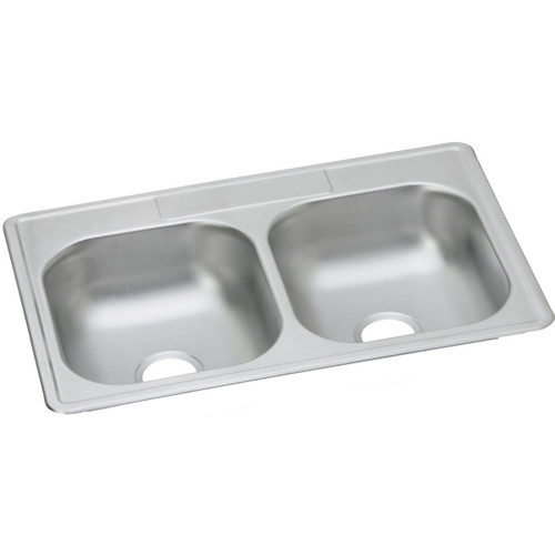 Elkay Dayton Stainless Steel 33" x 22" x 6-9/16", 0-Hole Equal Double Bowl Drop-in Sink