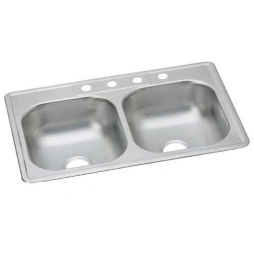Elkay Dayton Stainless Steel 33" x 22" x 7-1/16" 3-Hole Equal Double Bowl Drop-in Sink