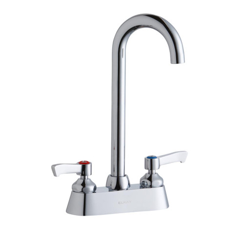 Elkay 4" Centerset with Exposed Deck Laminar Flow Faucet with 5" Gooseneck Spout 2" Lever Handles Chrome