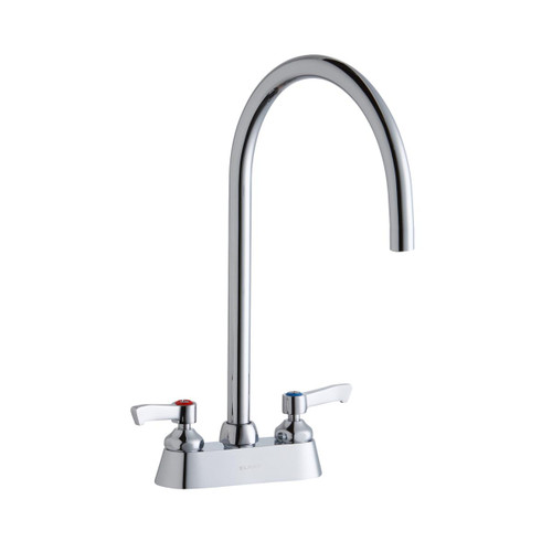 Elkay 4" Centerset with Exposed Deck Laminar Flow Faucet with 8" Gooseneck Spout 2" Lever Handles Chrome