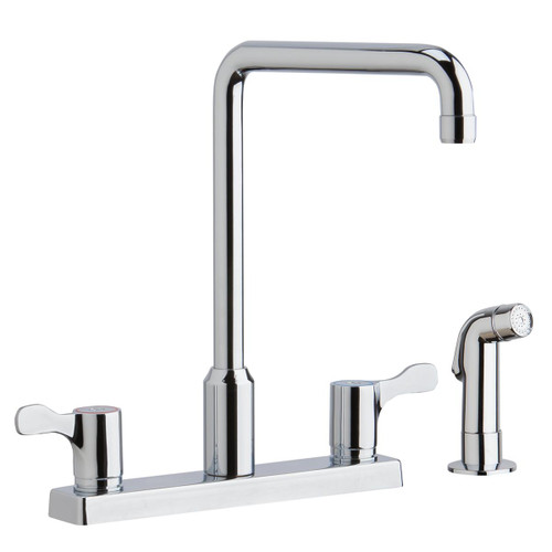 Elkay 8" Centerset Exposed Deck Mount Faucet with Arc Spout and 2-5/8" Lever Handles with Side Spray Chrome