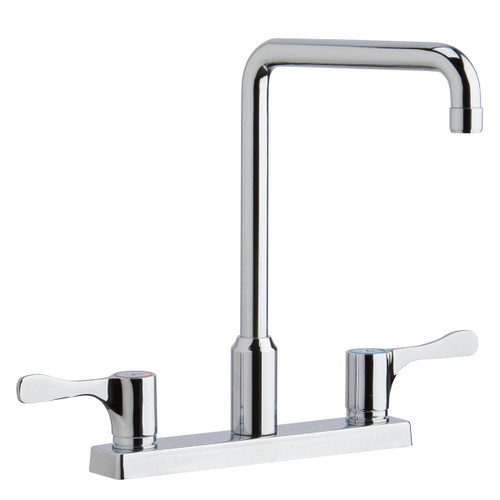 Elkay 8" Centerset Exposed Deck Mount Faucet with Arc Spout and 4" Lever Handles Chrome