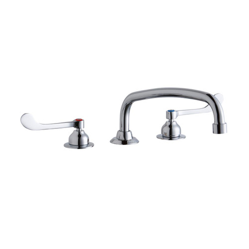 Elkay 8" Centerset with Concealed Deck Faucet with 12" Arc Tube Spout 6" Wristblade Handles Chrome