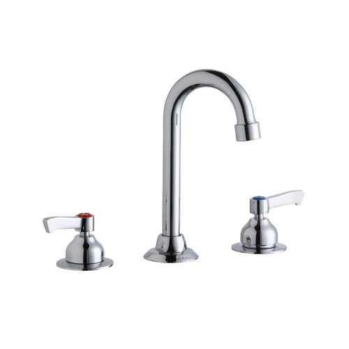 Elkay 8" Centerset with Concealed Deck Faucet with 4" Gooseneck Spout 2" Lever Handles Chrome Elkay 8" Centerset with Concealed Deck Faucet with 4" Gooseneck Spout 2" Lever Handles Chrome