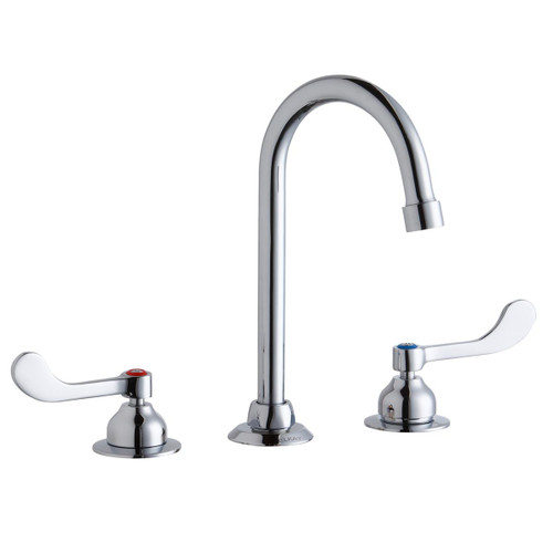 Elkay 8" Centerset with Concealed Deck Faucet with 5" Gooseneck Spout 4" Wristblade Handles Chrome