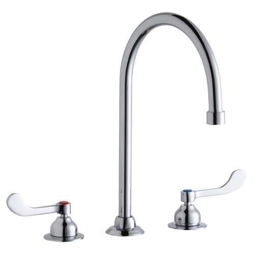 Elkay 8" Centerset with Concealed Deck Faucet with 8" Gooseneck Spout 4" Wristblade Handles Chrome Elkay 8" Centerset with Concealed Deck Faucet with 8" Gooseneck Spout 4" Wristblade Handles Chrome