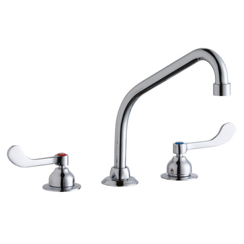 Elkay 8" Centerset with Concealed Deck Faucet with 8" High Arc Spout 4" Wristblade Handles Chrome