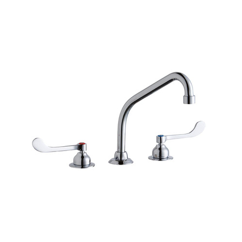 Elkay 8" Centerset with Concealed Deck Faucet with 8" High Arc Spout 6" Wristblade Handles Chrome