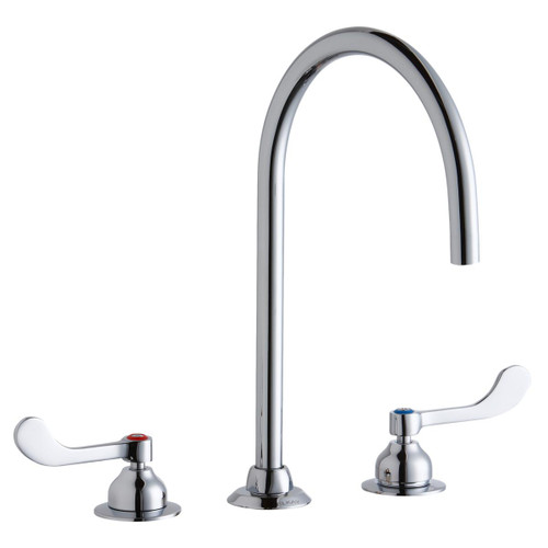 Elkay 8" Centerset with Concealed Deck Laminar Flow Faucet with 8" Gooseneck Spout 4" Wristblade Handles Chrome