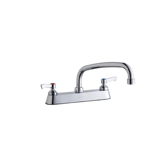 Elkay 8" Centerset with Exposed Deck Faucet with 10" Arc Tube Spout 2" Lever Handles Chrome