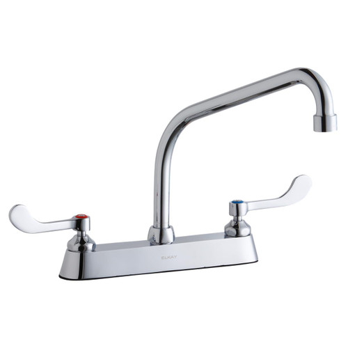 Elkay 8" Centerset with Exposed Deck Faucet with 10" High Arc Spout 4" Wristblade Handles Chrome