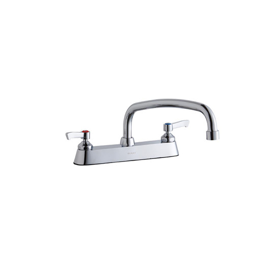 Elkay 8" Centerset with Exposed Deck Faucet with 12" Arc Tube Spout 2" Lever Handles Chrome