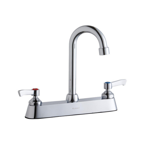 Elkay 8" Centerset with Exposed Deck Faucet with 4" Gooseneck Spout 2" Lever Handles Chrome