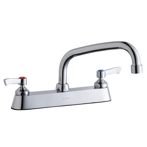 Elkay 8" Centerset with Exposed Deck Faucet with 8" Arc Tube Spout 2" Lever Handles Chrome