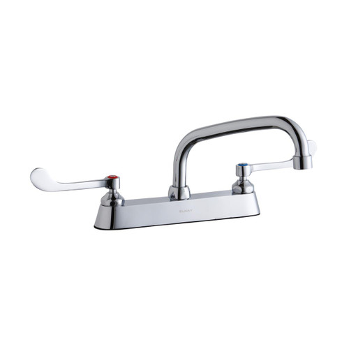 Elkay 8" Centerset with Exposed Deck Faucet with 8" Arc Tube Spout 6" Wristblade Handles Chrome