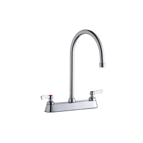 Elkay 8" Centerset with Exposed Deck Faucet with 8" Gooseneck Spout 2" Lever Handles Chrome