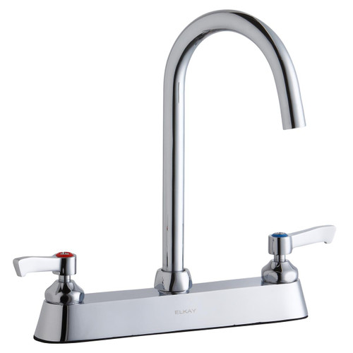 Elkay 8" Centerset with Exposed Deck Laminar Flow Faucet with 5" Gooseneck Spout 2" Lever Handles Chrome
