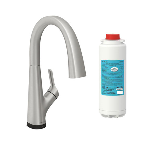 Elkay Avado Single Hole 2-in-1 Kitchen Faucet with Filtered Drinking Water Lustrous Steel
