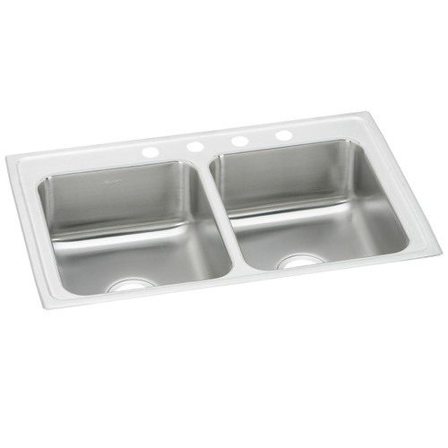 Elkay Celebrity Stainless Steel 33" x 21-1/4" x 7-1/2", 4-Hole Equal Double Bowl Drop-in Sink