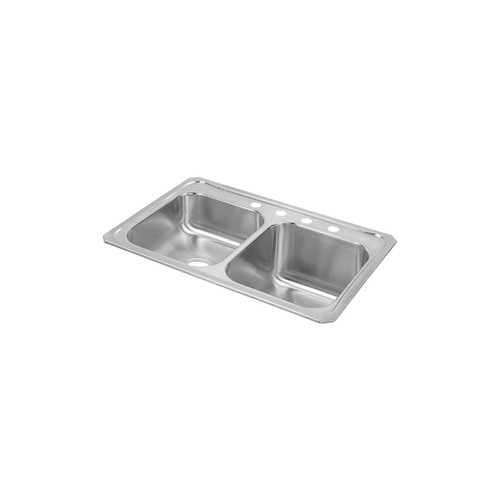 Elkay Celebrity Stainless Steel 33" x 22" x 10-1/4" 4-Hole Equal Double Bowl Drop-in Sink with Left Small Bowl