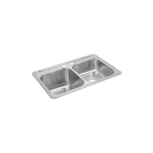 Elkay Celebrity Stainless Steel 33" x 22" x 10-1/4", 2-Hole Equal Double Bowl Drop-in Sink with Right Small Bowl