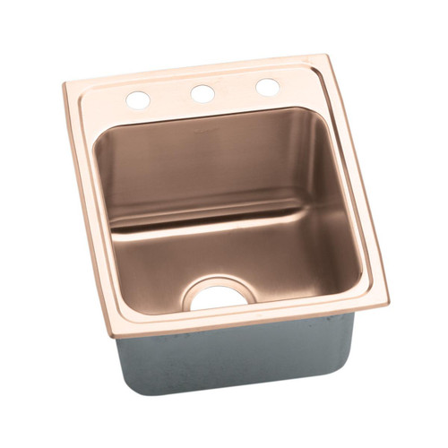 Elkay CuVerro Antimicrobial Copper 17" x 22" x 10-1/8" 3-Hole Single Bowl Drop-in Sink
