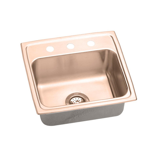 Elkay CuVerro Antimicrobial Copper 19-1/2" x 19" x 6-1/2" 2-Hole Single Bowl Drop-in ADA Sink