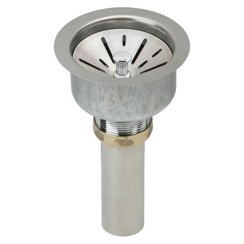 Elkay Deluxe 3-1/2" Drain with Satin Finish Type 304 Stainless Steel Body Strainer Basket Rubber Seal and Tailpiece